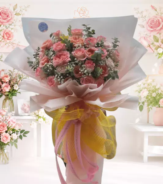Bó hoa hồng cam san hô 2