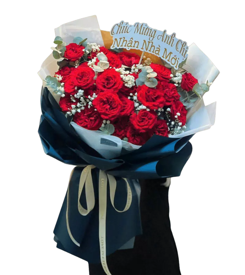 Bó hoa hồng đỏ mừng nhà mới