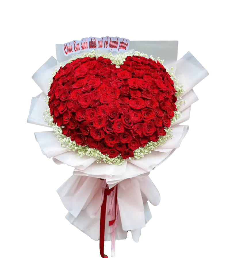 Bó hoa hồng đỏ trái tim