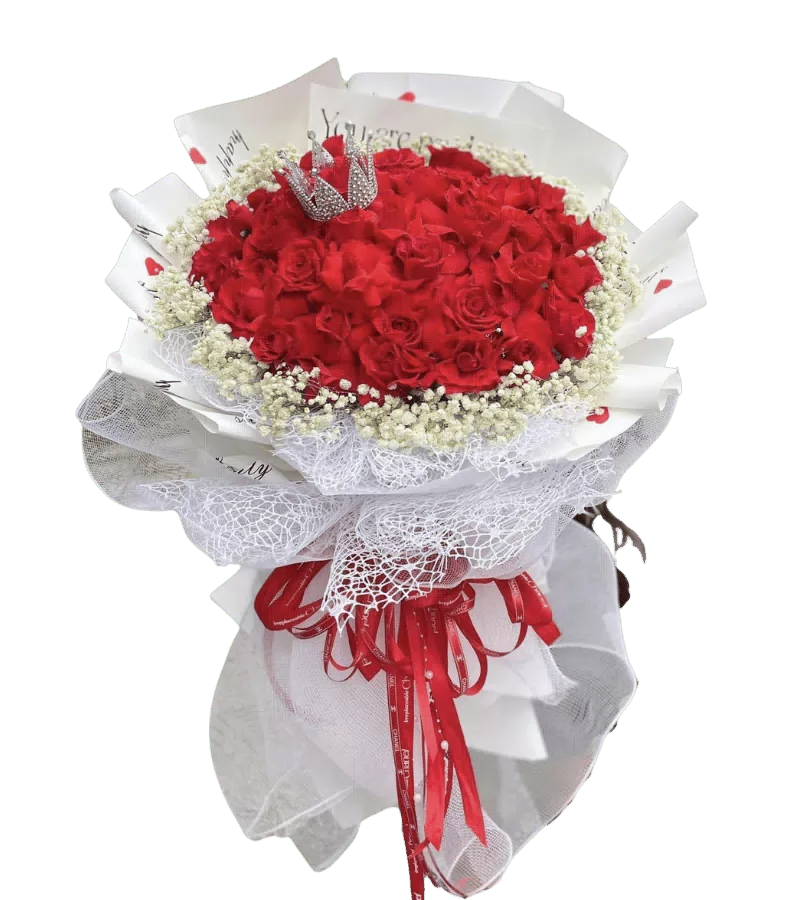 Bó hoa hồng đỏ vương miện