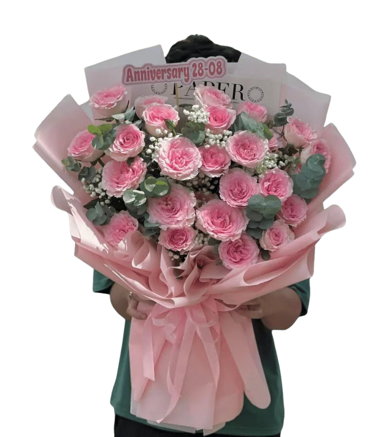 Bó hoa hồng phấn mừng kỷ niệm