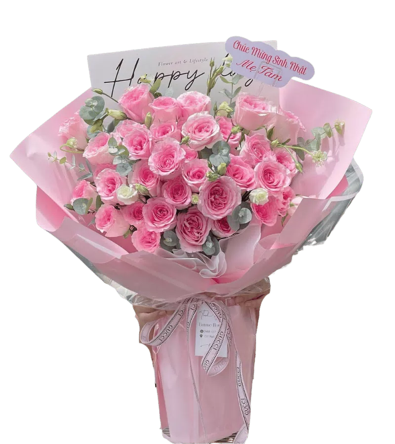 Bó hoa hồng phấn mừng sinh nhật mẹ