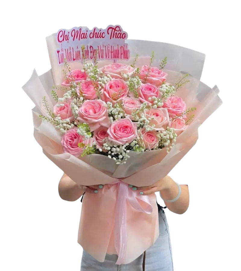 Bó hoa hồng phấn tặng chị