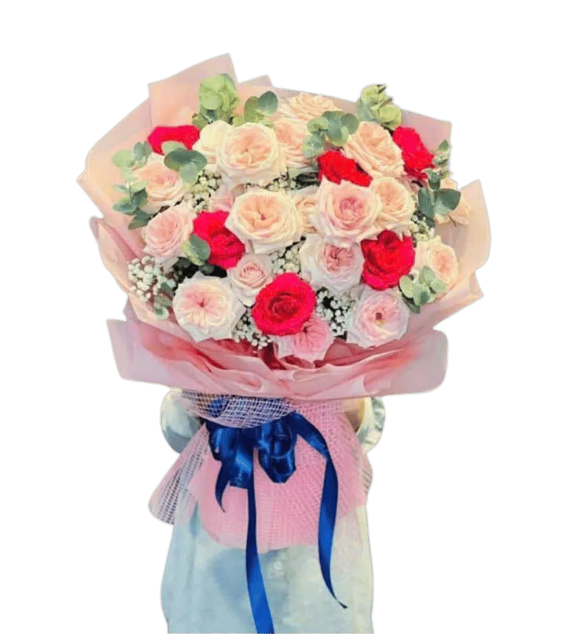 Bó hoa hồng phối màu pastel
