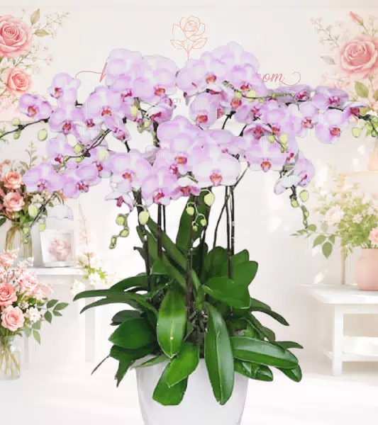 Chậu lan hồ điệp hồng phấn nhiều cành