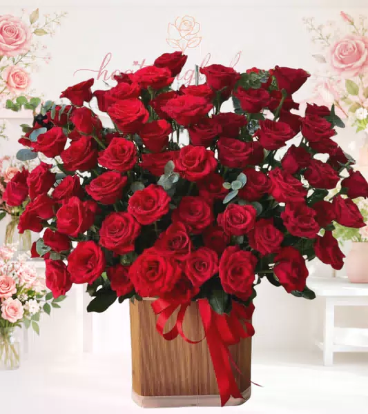 Giỏ hoa hồng đỏ số lượng lớn