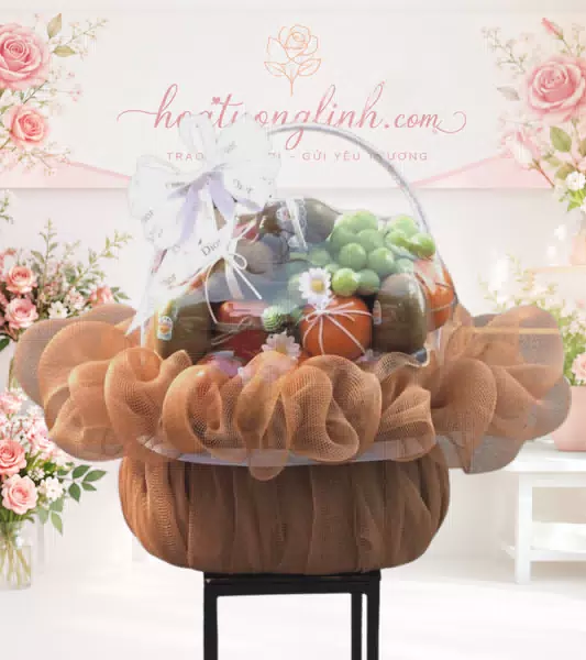 Giỏ trái cây lưới nâu