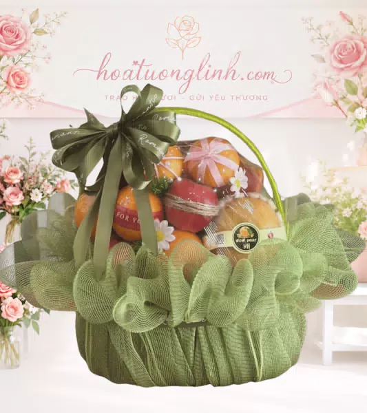 Giỏ trái cây lưới xanh lá