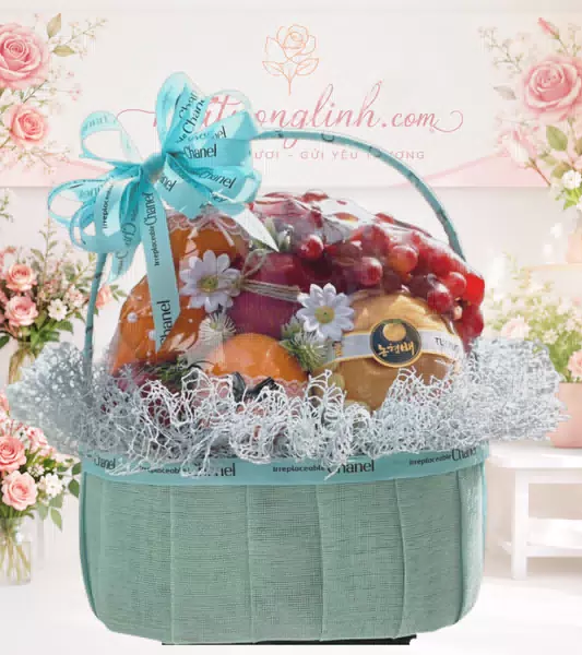 Giỏ trái cây lưới xanh ngọc