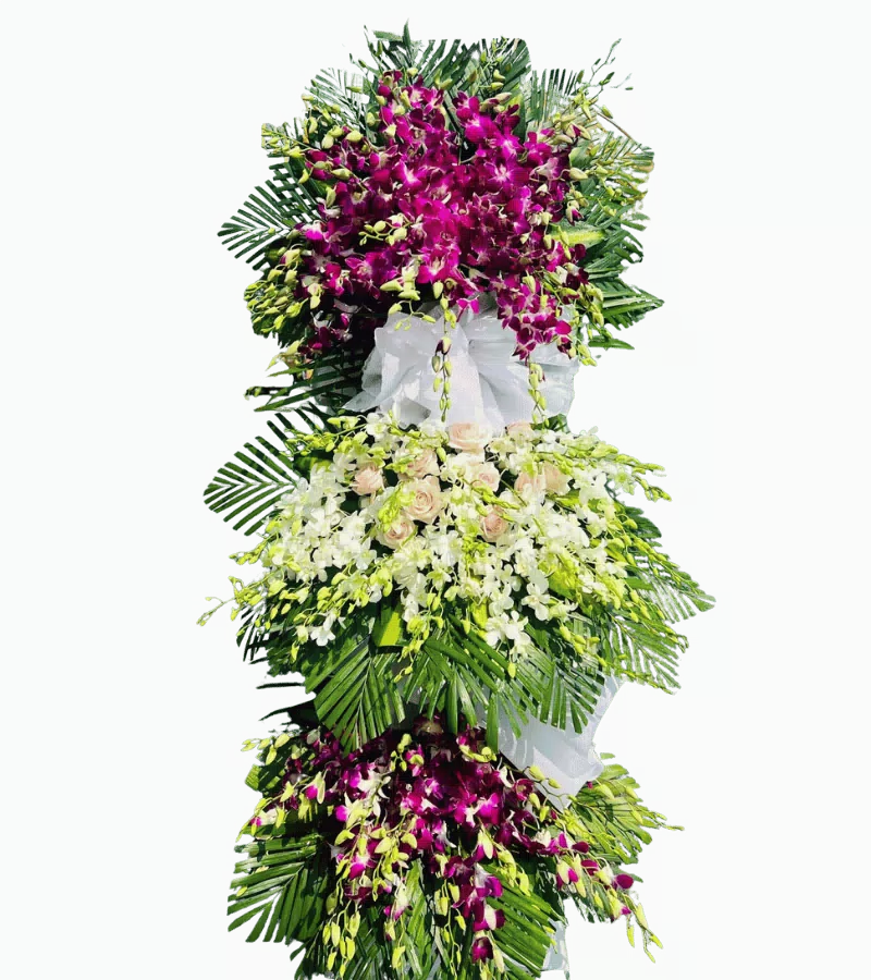 Kệ hoa chia buồn lan tím hồng phấn ba tầng