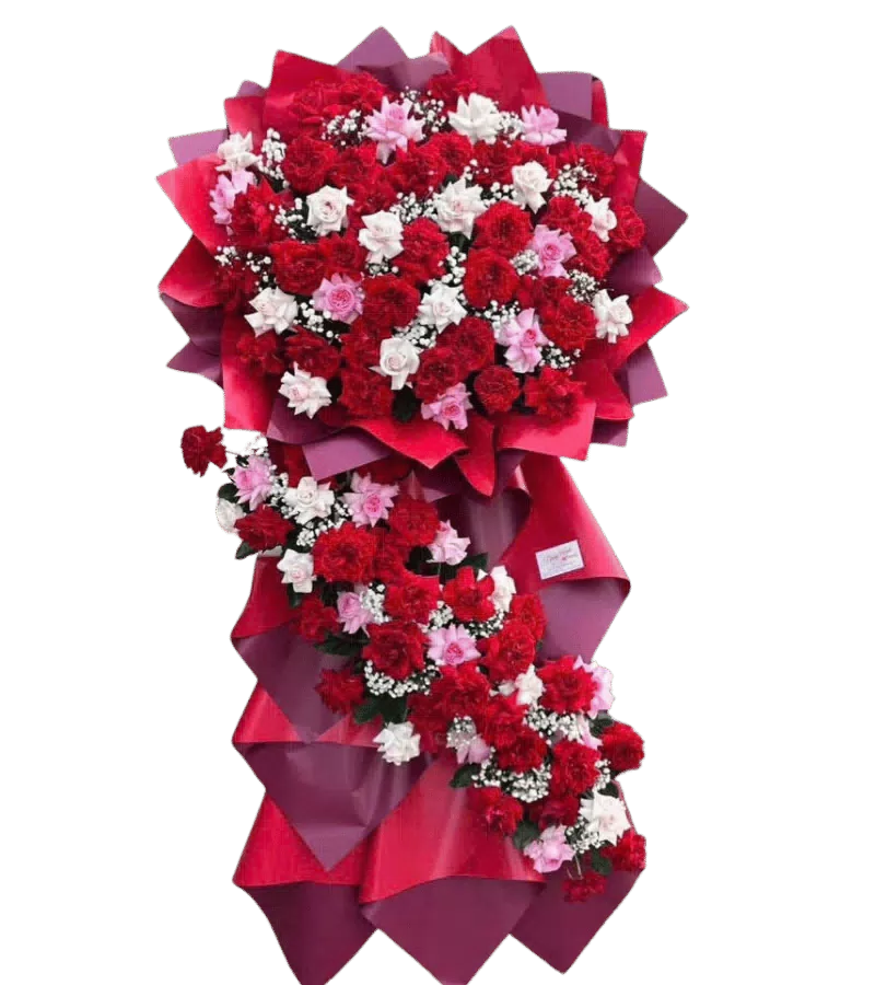 Kệ hoa khai trương đỏ hồng cẩm chướng 3 tầng