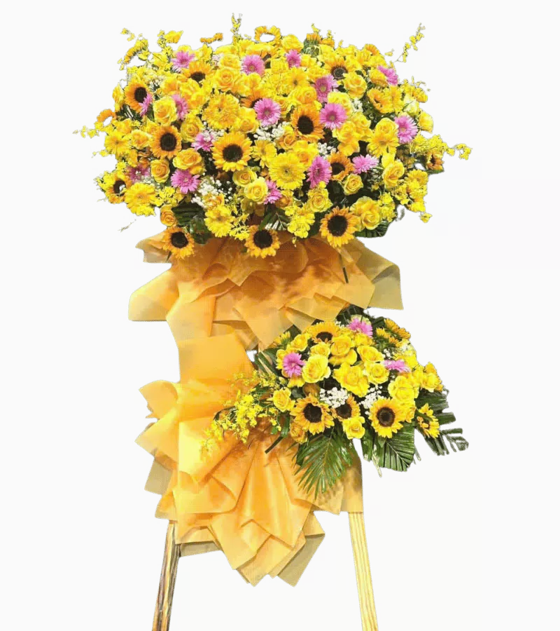 Kệ hoa khai trương hướng dương vàng