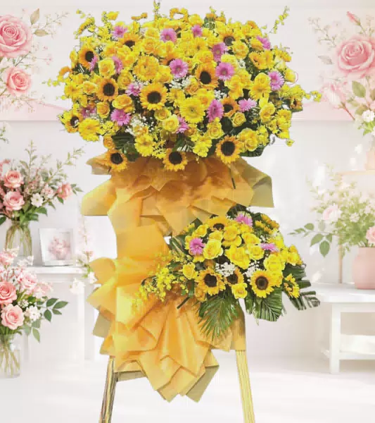 Kệ hoa khai trương hướng dương vàng