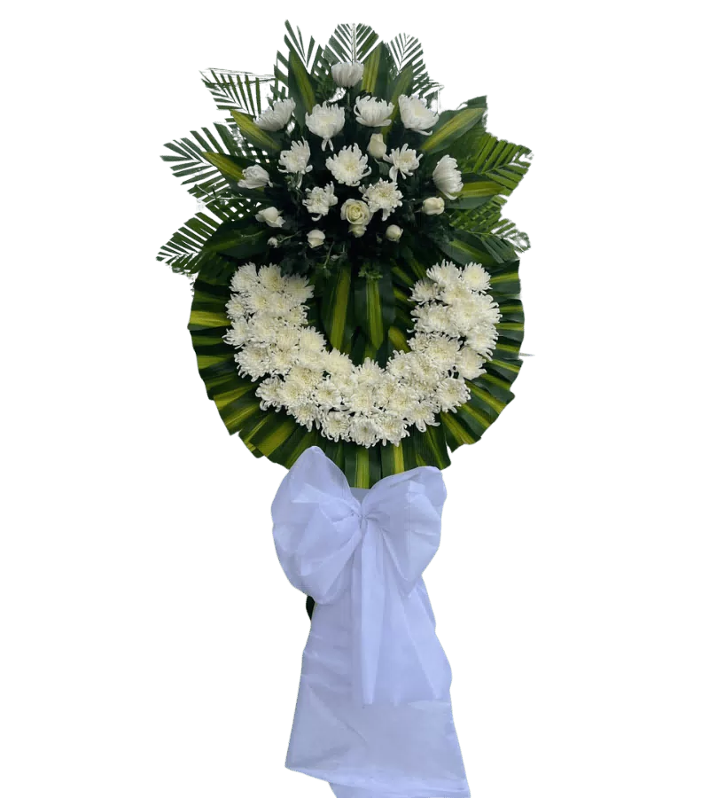 Vòng hoa chia buồn cúc trắng hồng trắng