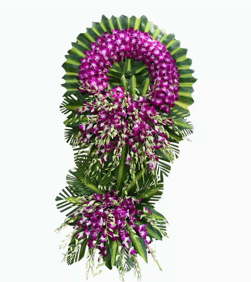 Vòng hoa chia buồn lan tím đậm hai tầng số 2
