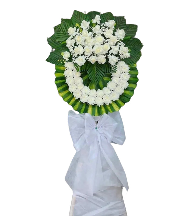 Vòng hoa tang lễ hồng trắng cẩm chướng